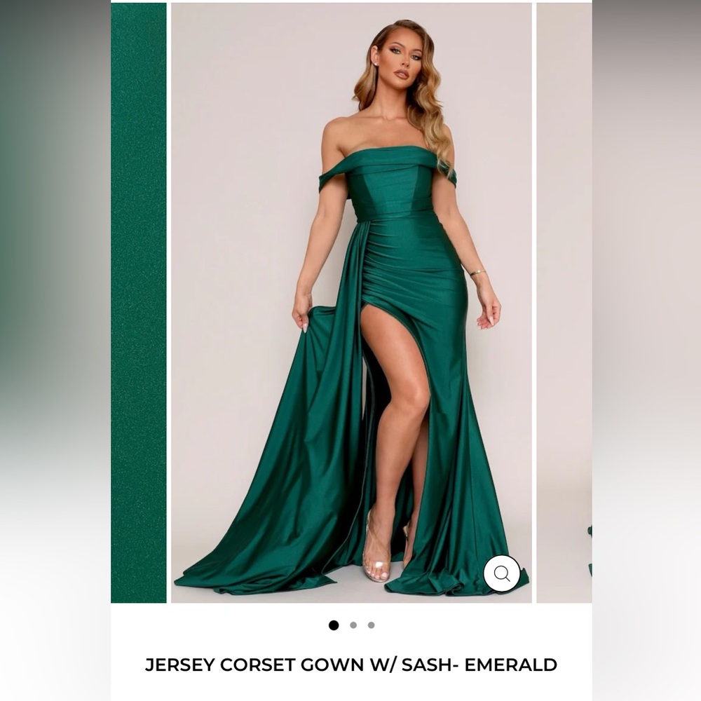 NEW Emerald Jersey Corset Gown with Sash